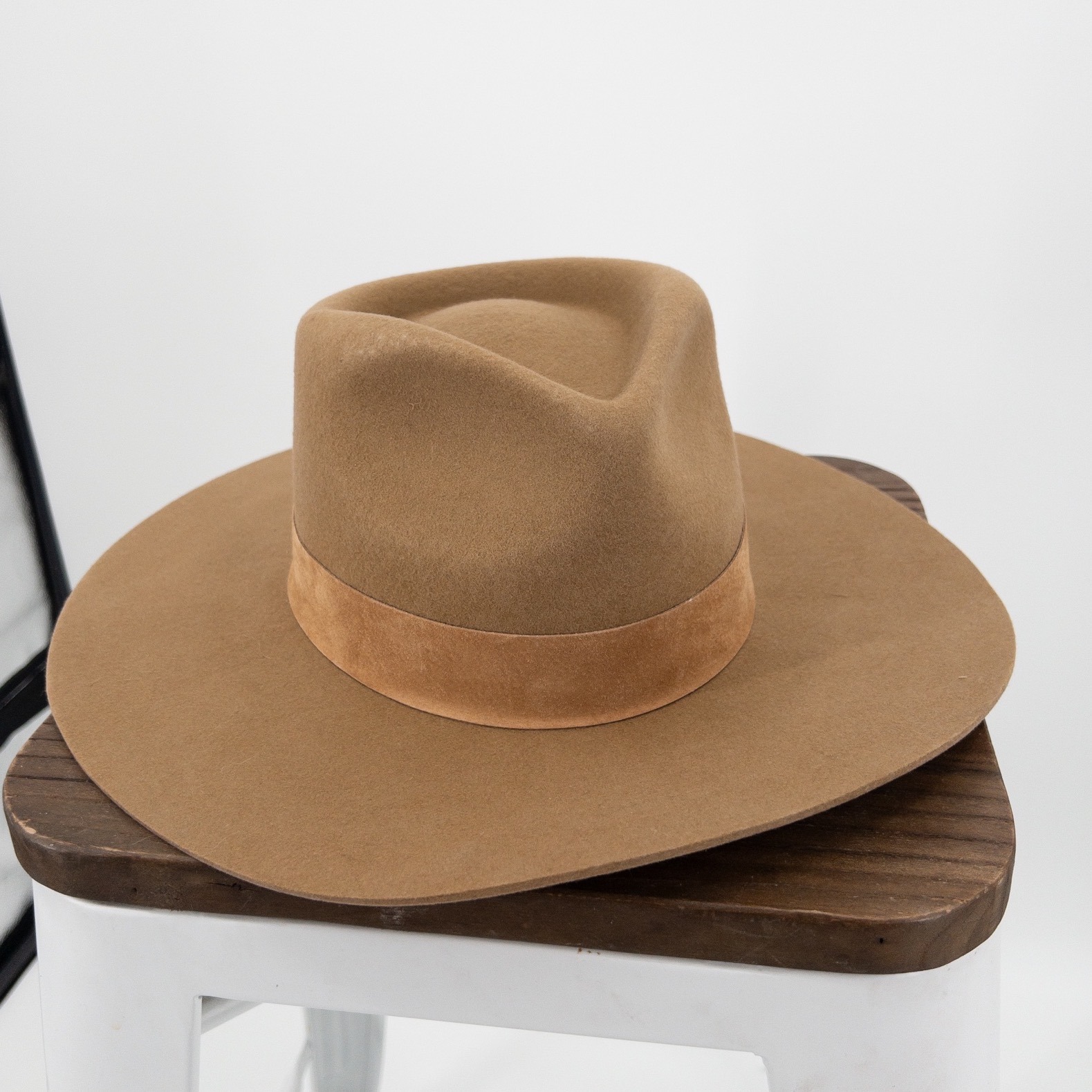 Lack Of Color Teak Mirage Fedora Tan Australian Wool Wide Brim Hat Small Nwt